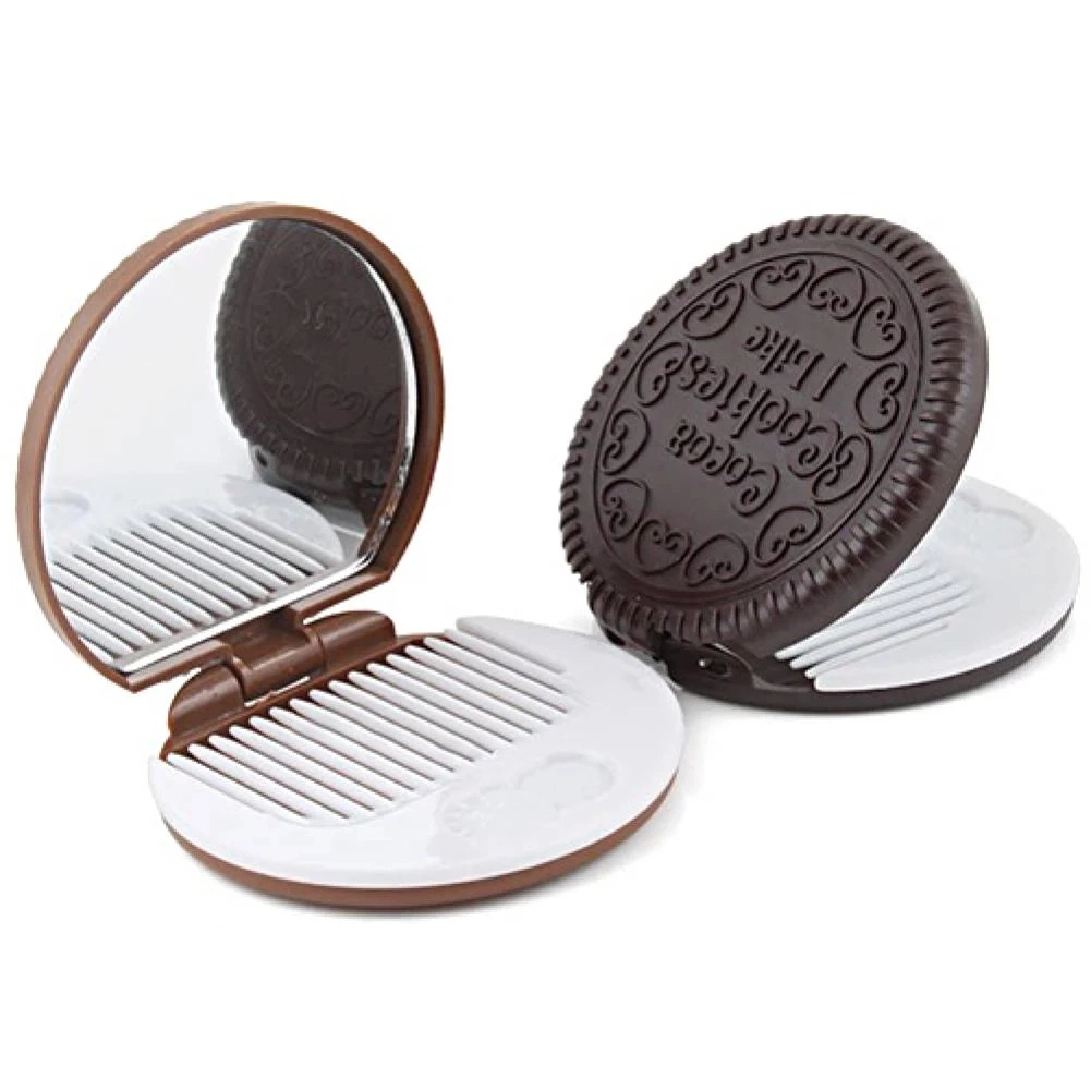 Portable Funny Design Hot Sale Cookie Biscuit Pocket Mini 3X 5X Make up Mirror