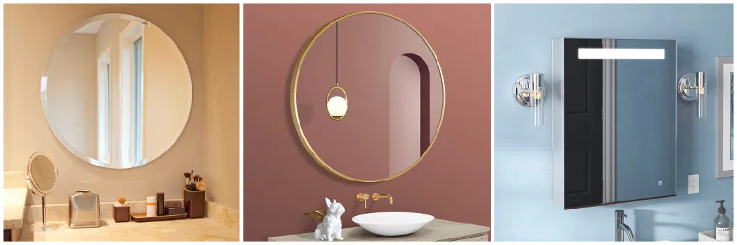 China Factory Round Black Metal Frame Bathroom Mirror with LED Lights Anti-Fog Wall Mirror Furniture for Home Decoration Entryway Living Room