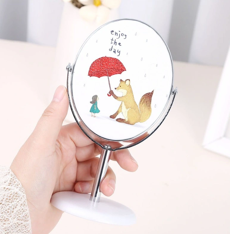 PU Round Stand Mirror Personalized One Side Makeup Mirror