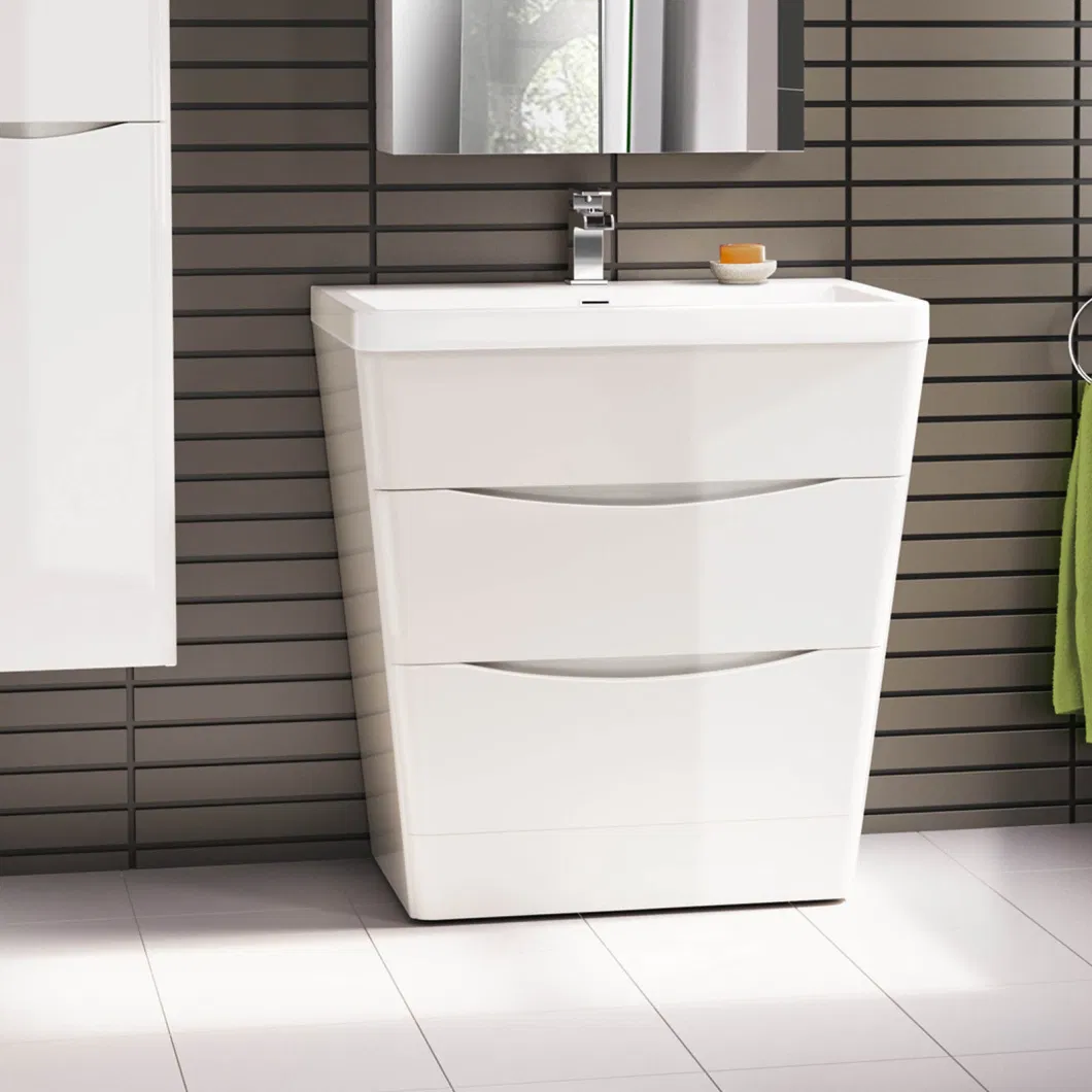 Vanities Home V Shaped Bathroom Cabinet MDF Covering with PVC Bathroom Vanity Furniture 800mm