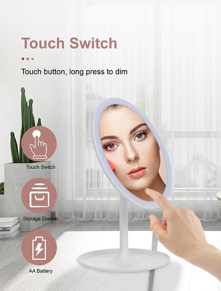 Desktop Makeup Mirror Custom LED Cosmetics Smart Touch Mirror