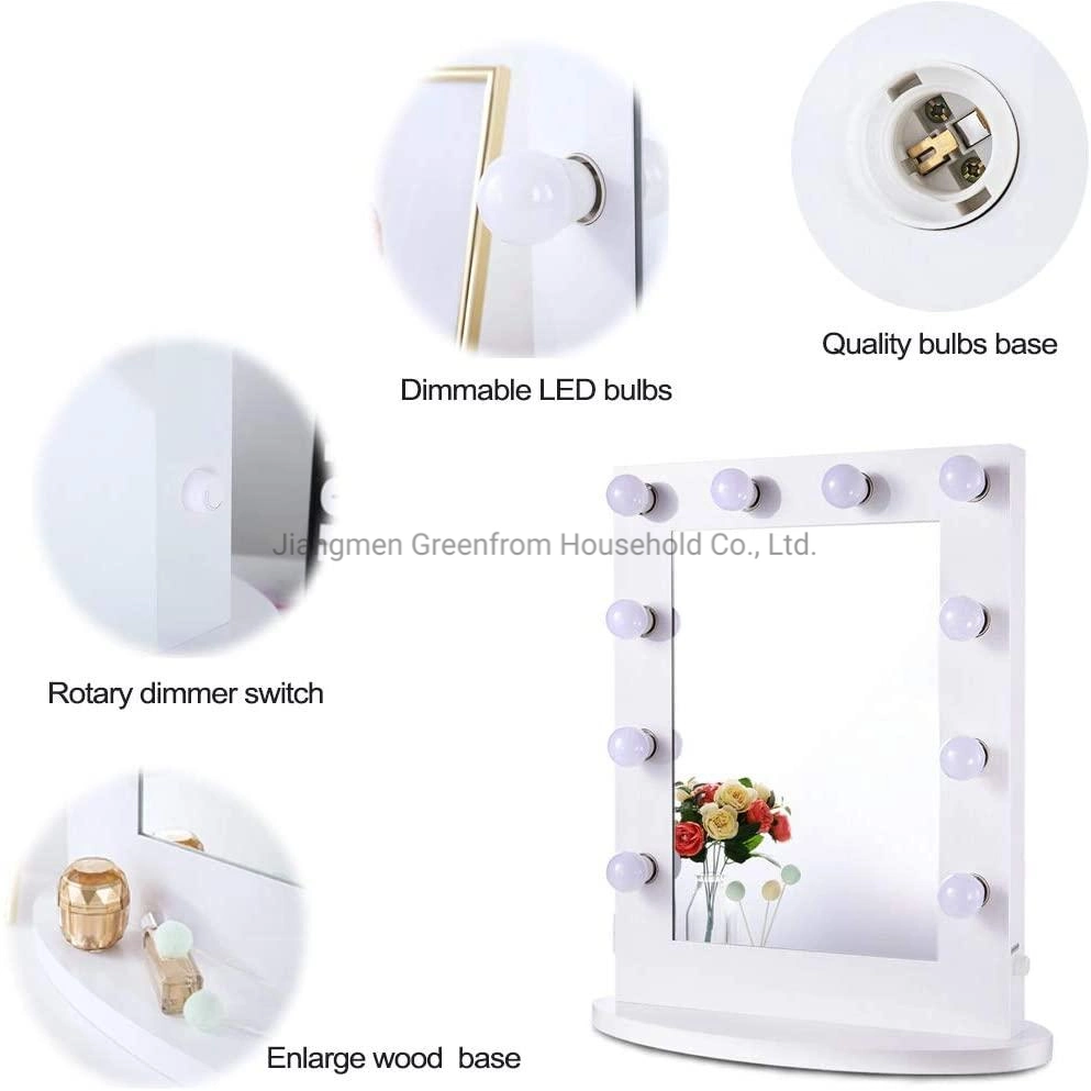 Greenform New Hollywood LED Bulbs Desktop Cosmetic Vanity Mirror for Dresser