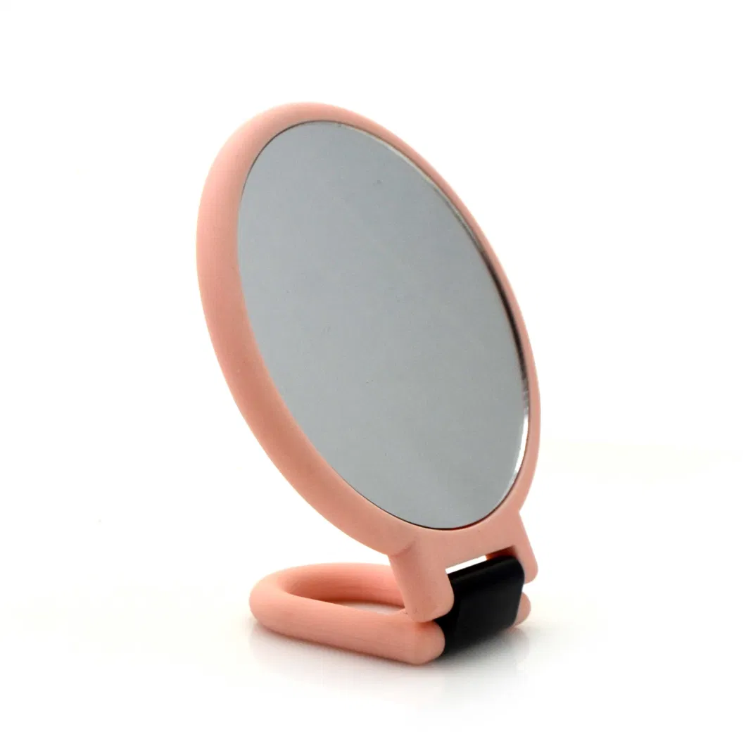 Cosmetic Hand Folding Mirror Double Sides Magmifying Makeup Desktop Plastic Mirror