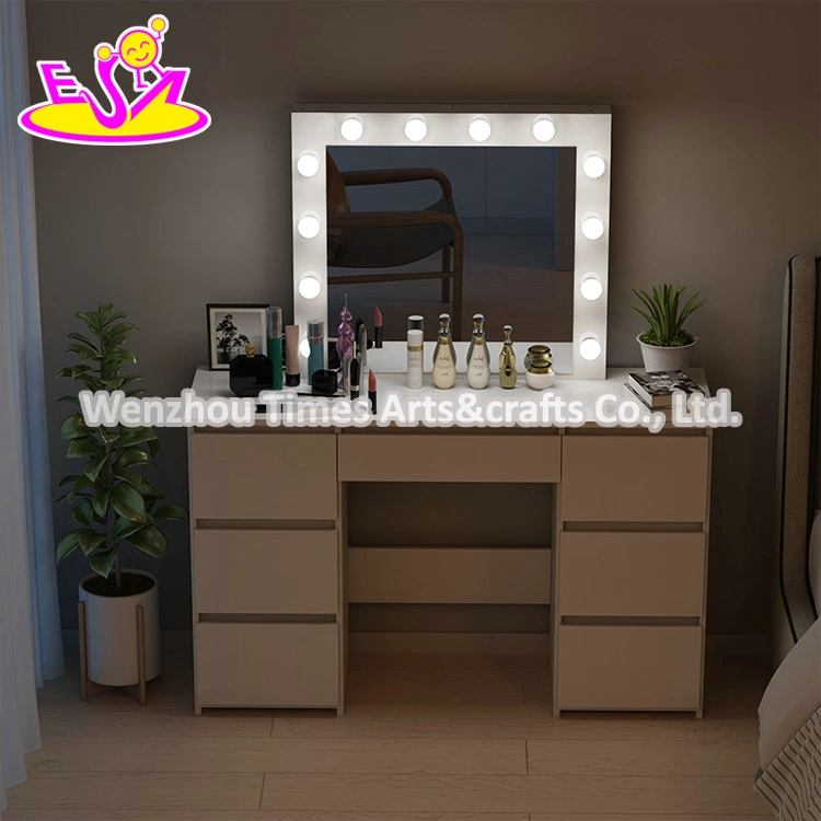 Hot Sale Girls Black Wooden Dressing Table Mirror with Lights W08h177