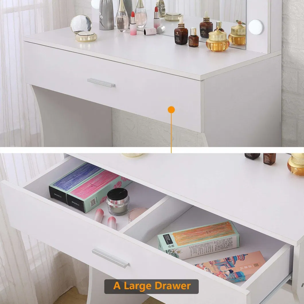 Makeup Vanity with Lights Adjustable Brightness Large Drawer Sturdy Wood Vanity