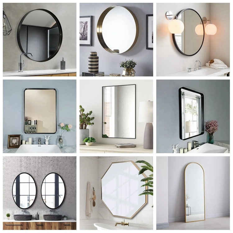 Decorative Hotel Bathroom Illuminated Metal Iron Frame Round Illuminated LED Mirror with Defogger