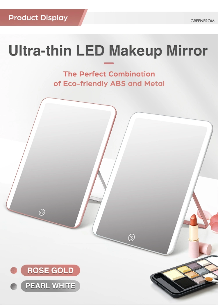 Rectangle Adjustable Brightness LED Light Touch Table Cosmetic Makeup Mirror