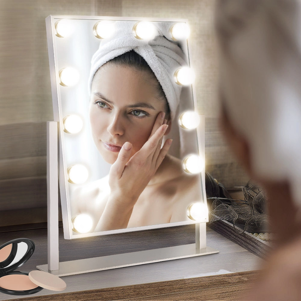 Personalized Lighted Cosmetic LED Square Single Mirror Beautiful Makeup Iron Mirror