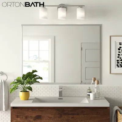 Vasca da bagno Ortonbath con bordo smussato rettangolare senza cornice per uso domestico Smart a parete Specchio non LED bagno Designer Art Mirror senza cornice