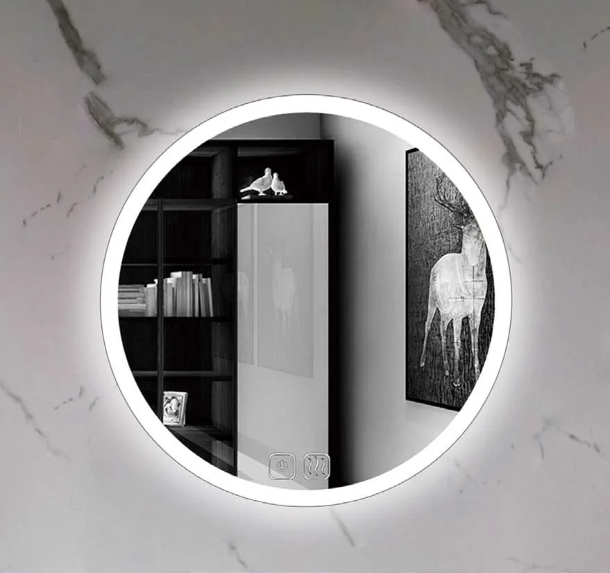 modern Style LED Round Bathroom Light Mirror Wall Mounted Lighted Vanity Mirror Anti-Fog &amp; Dimmable Smart Touch Switch