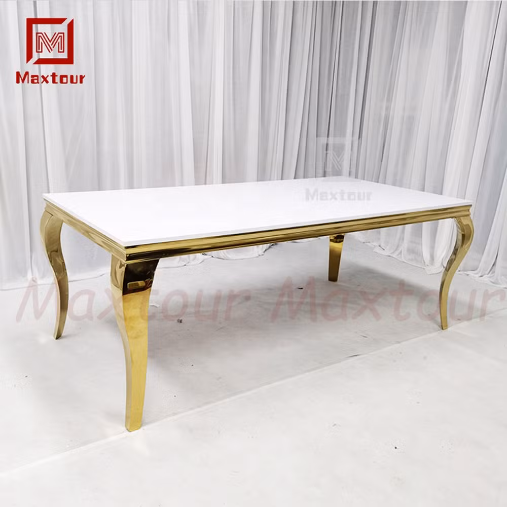 China Furniture Supplier Golden or Silver Frame Dining Table and Dining Chair Custom