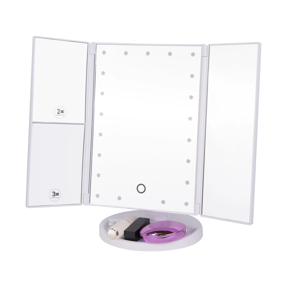 Hot Selling Trifold 3 Sides LED Cosmetic Mirror with Light