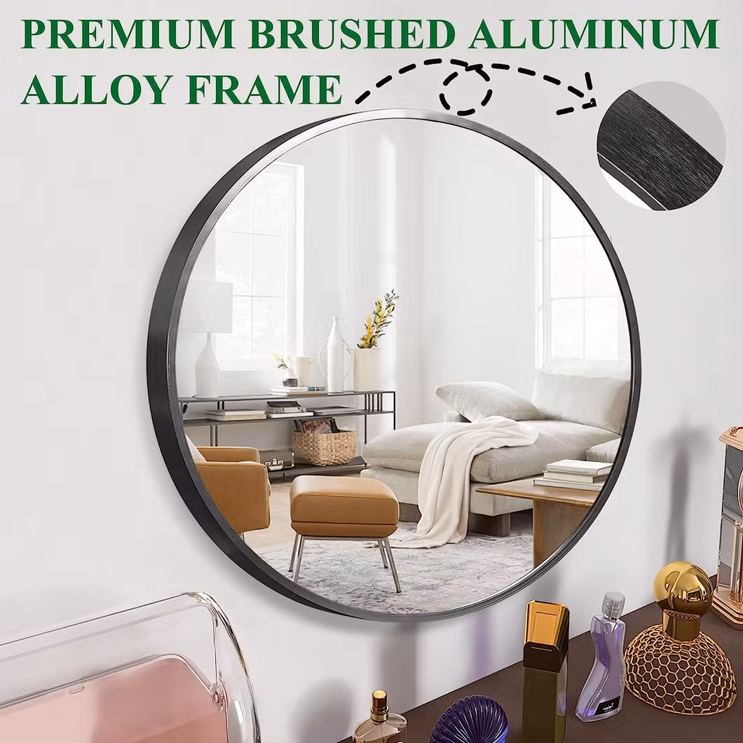 Metal Black Frame Bathroom Rectangular Silver Mirrors 75cm X 90cm with Brackets