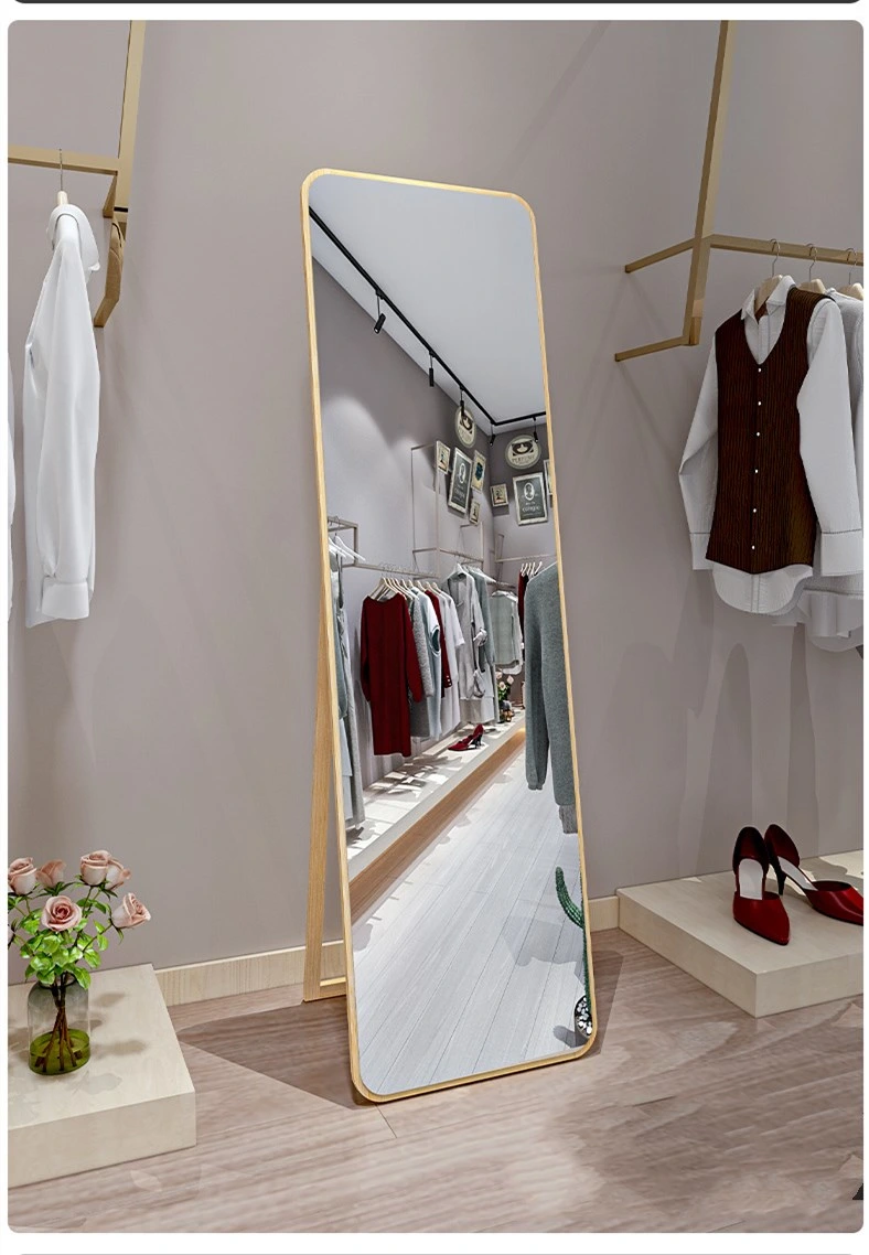 Foldable Shrink Fitting Wood Mirror Clothing Store Floor Mirror Full Body Mirror