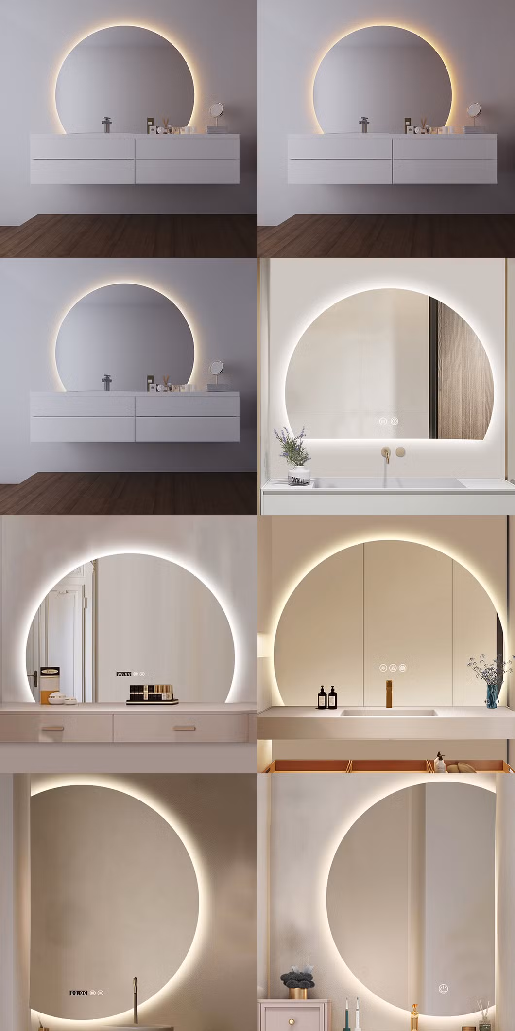 LED Smart Bathroom Mirror Vanity Large Half Round Circle Furniture Decoretival Frameless Bathroom Mirror Espejo Spiegel