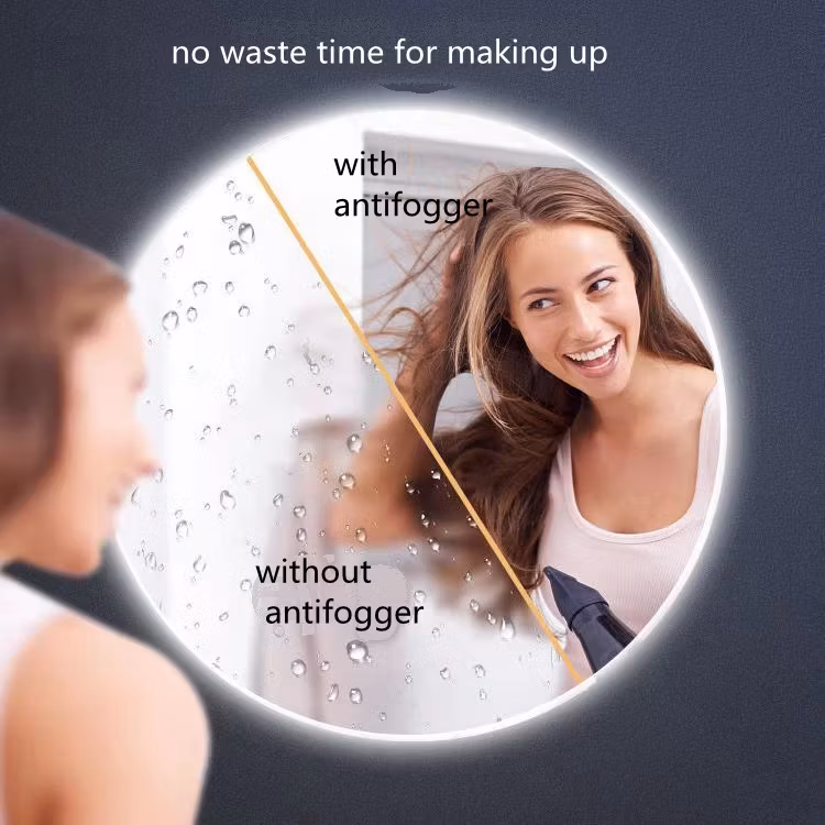 Round Simple LED Frameless Makeup Bathroom Styling Triangle Lamp Wall Mirror