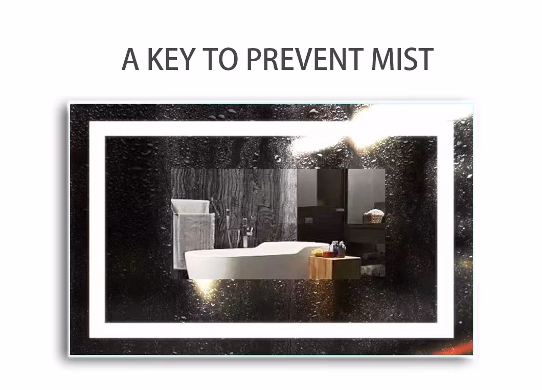Customized Wall Mounted Glass WiFi Magic Mirror Touch Screen Dimmer Bath Lights Smart LED Bathroom Mirror