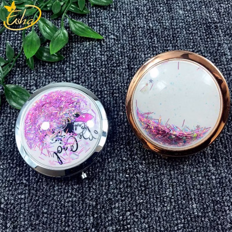 Custom Logo Cute Pocket Round Mini Makeup for Ladies Magic Mirror Wholesale Vanity Mirror