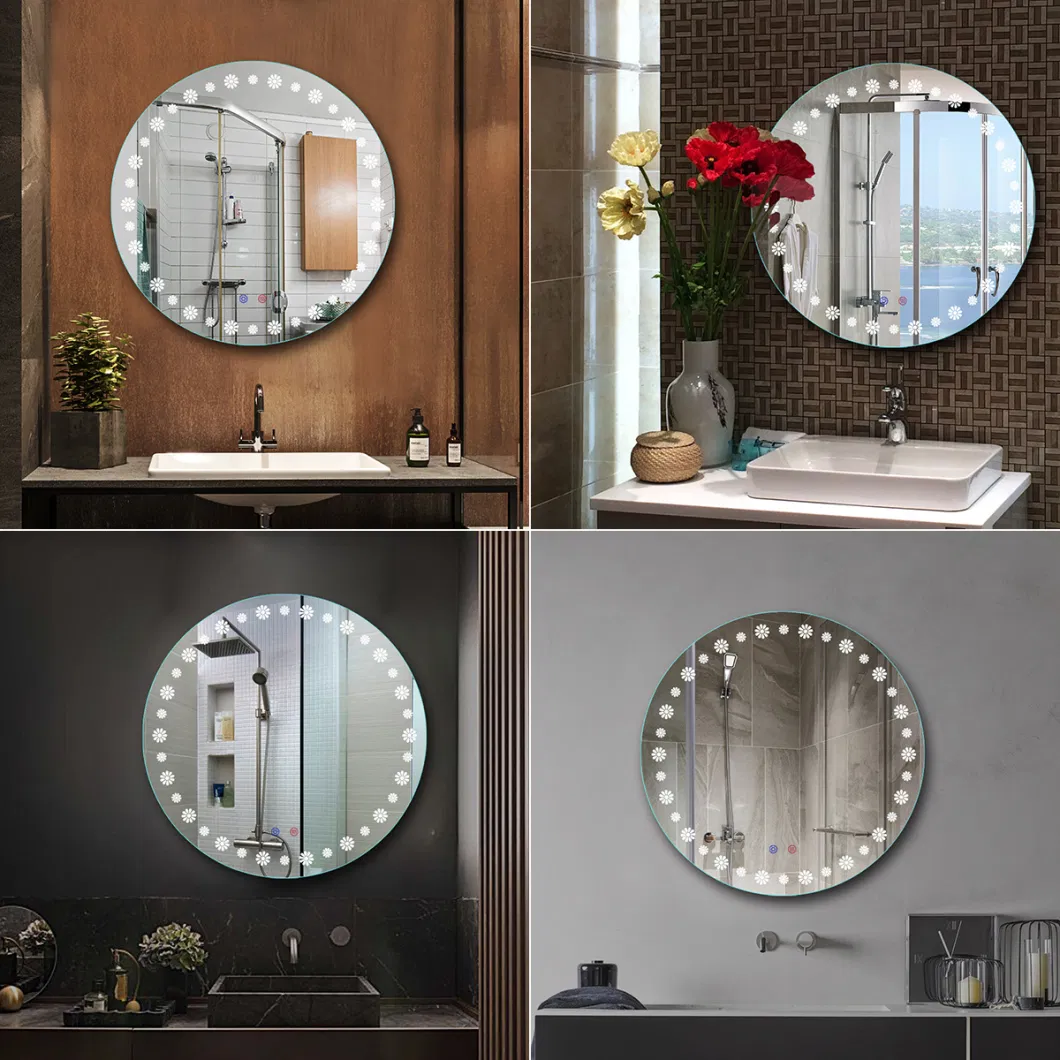 MDF Wooden Mirror Wholesale Luxury Home Decorative Smart Mirror Wholesale LED Bathroom Backlit Wall Glass Vanity Mirror