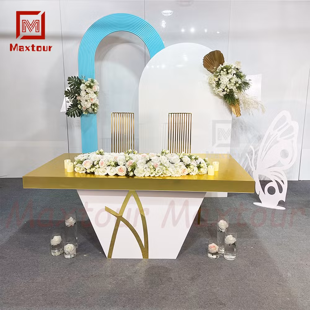 Luxury Style Special Design Reception Table Gold PVC Table for Party Event