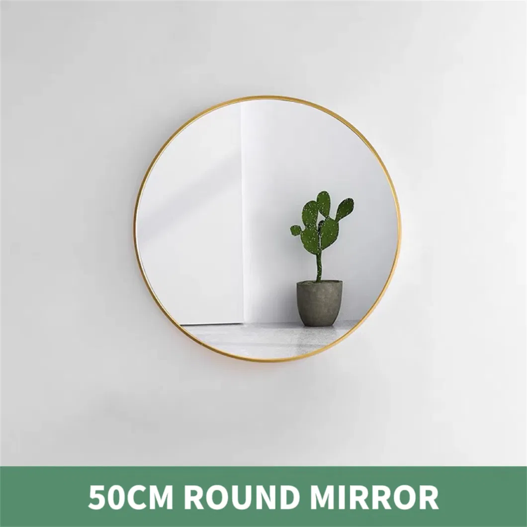 Factory Ordinary Mirror Frameless Round Golden Mirror for Bathroom