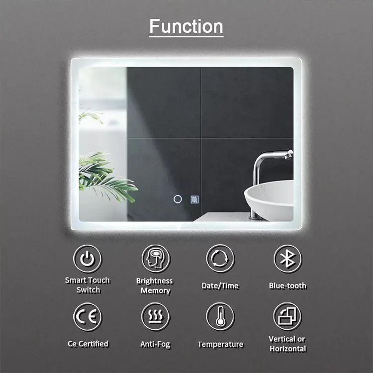 2023 Backlit Intelligent LED Mirror Vanity Decoration Touch Screen Bathroom Mirror LED Mirror