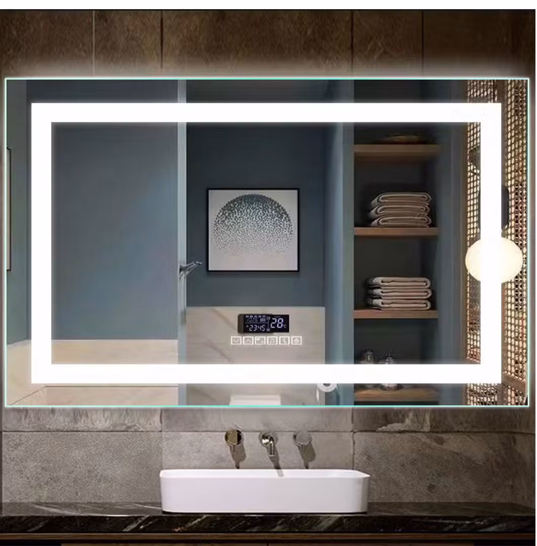 Customized Wall Mounted Glass WiFi Magic Mirror Touch Screen Dimmer Bath Lights Smart LED Bathroom Mirror