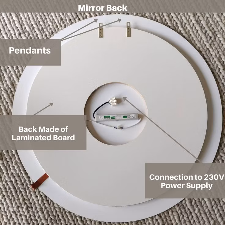 Simple Design Hotel Golden Circular Round Bathroom Wall Mounted Smart Mirror