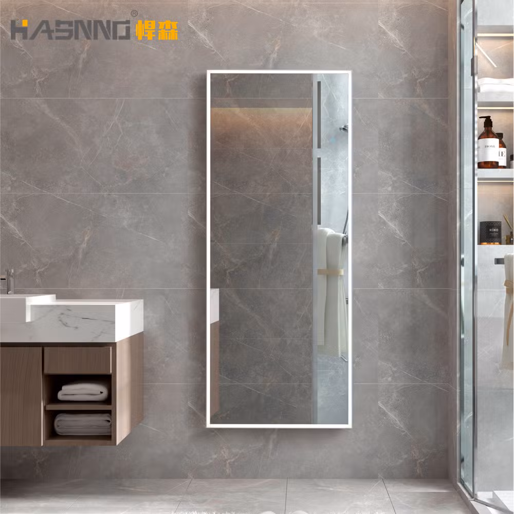 Decorative Round Aluminum Metal Frame Edge Lighted Bathroom Smart Mirror with Touch Screen