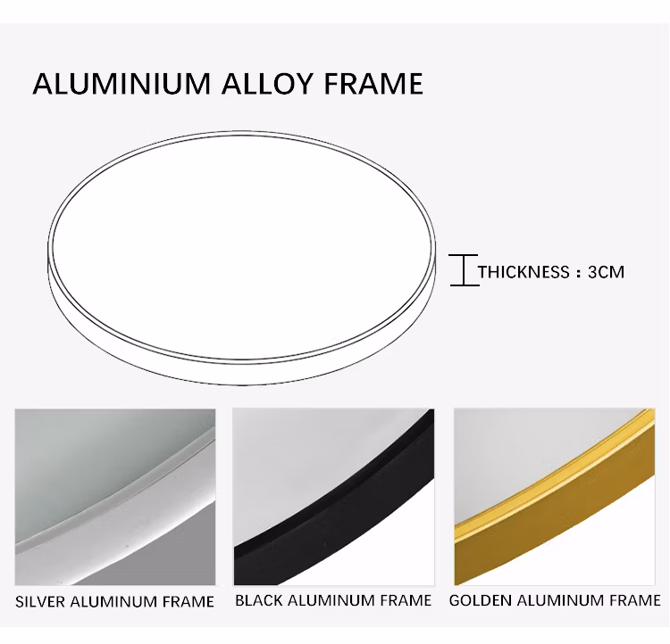 Gold Black Mirror Metal Framed Wall Mounted Round Decorative Mirror for Beauty Salon