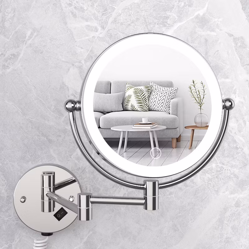 Black LED Wall Mounted Lighted Makeup Mirror 8 Inch Double-Sided 1X 5X Magnifying Mirror for Bathroom