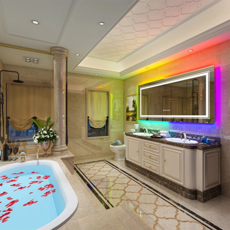 2024 Large Sized Rectangle RGB Color Changing LED Bathroom Vanity Mirror