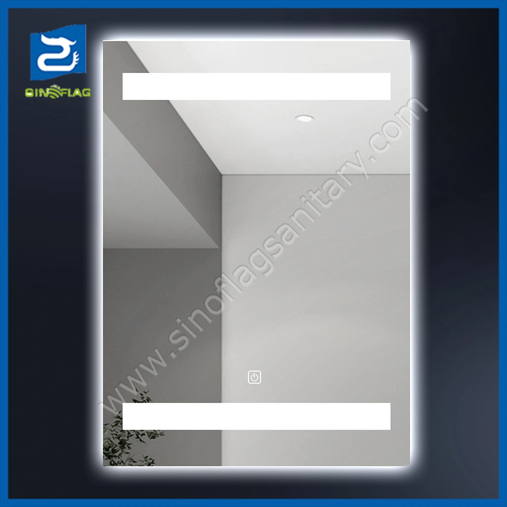 Wall Mounted Bathroom LED Light Make up Rectangular Silver Mirror