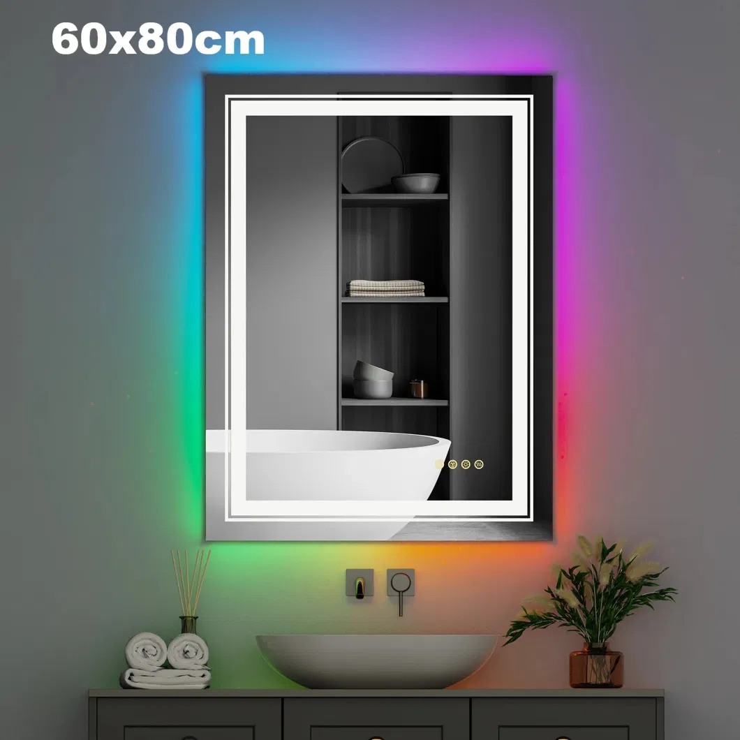 2024 Large Sized Rectangle RGB Color Changing LED Bathroom Vanity Mirror