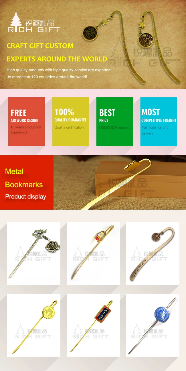 Custom High Quality Low Price Promotion Metal Bookmark for Book