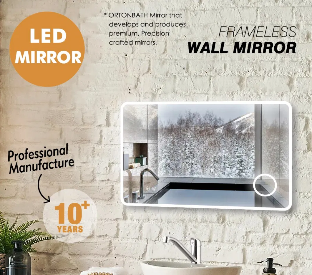 Ortonbath LED Bathroom Mirror 60X 36 with Front and Backlight,Large Dimmable Wall Mirrors with Anti-Fog,Shatter-Proof,Memory,3 Colors,Double LED Vanity Mirror