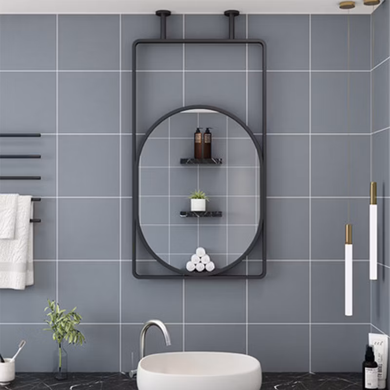 Wall Mounted Round Rectangle Black Brass Home Decorative Framed Hotel Mirror