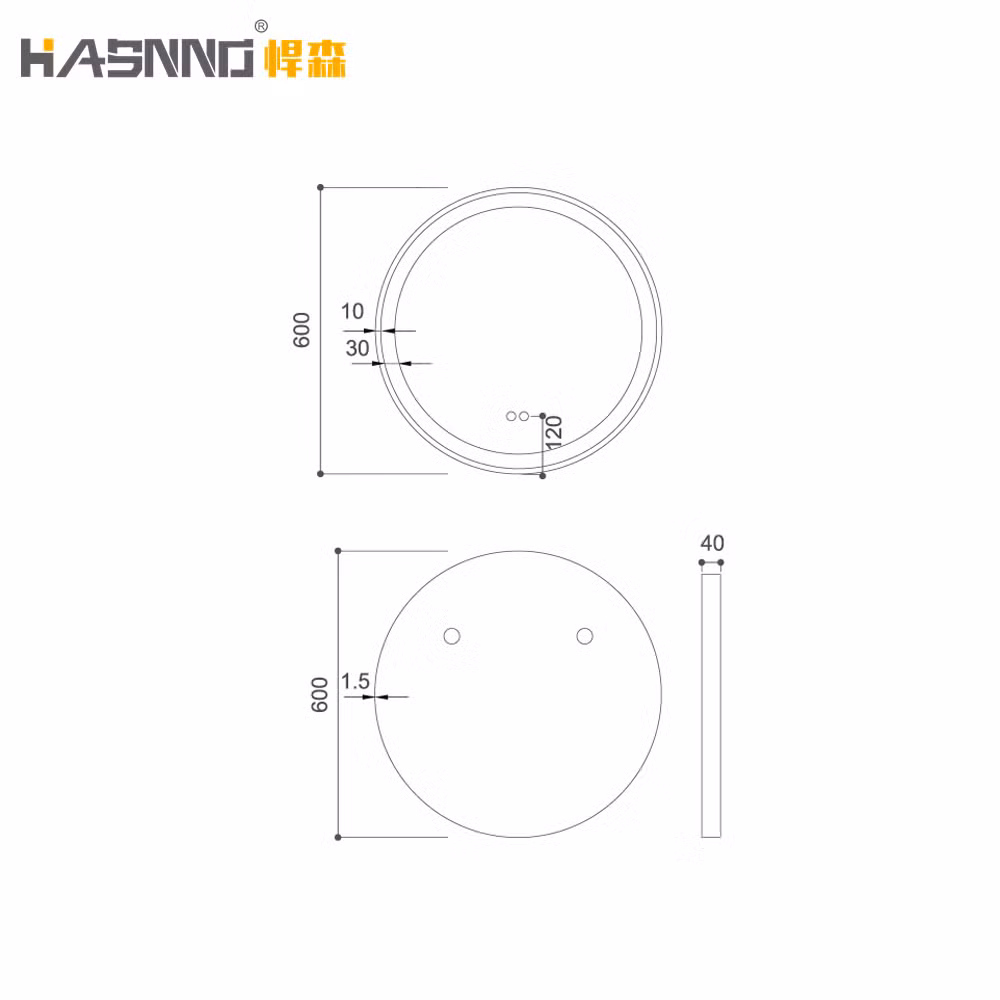 Decorative Round Aluminum Metal Frame Edge Lighted Bathroom Smart Mirror with Touch Screen