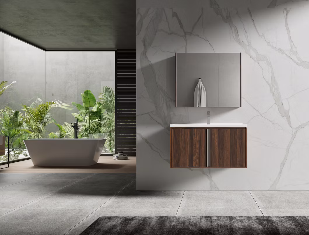 Home Hotel Bathroom Vanity with LED Light Makeup Mirror Basin