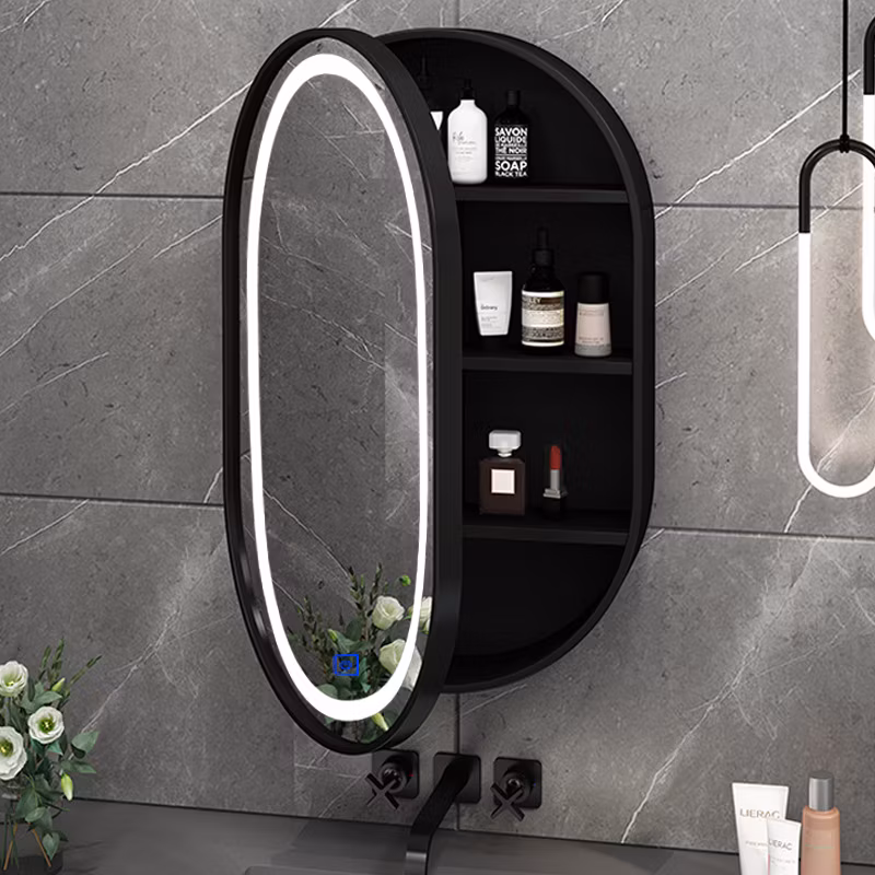 LED Smart Bathroom Mirror Cabinet Solid Wood Bathroom Toilet Wall Hanging Mirror