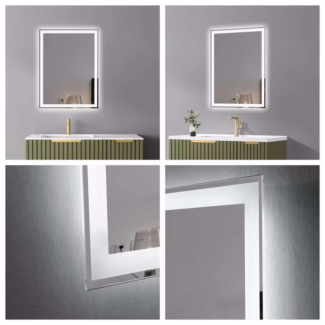Factory Large Flexible Decorative Round Hotel Smart Home Bathroom with Metal Frame Glass Wall Backlight LED Mirror