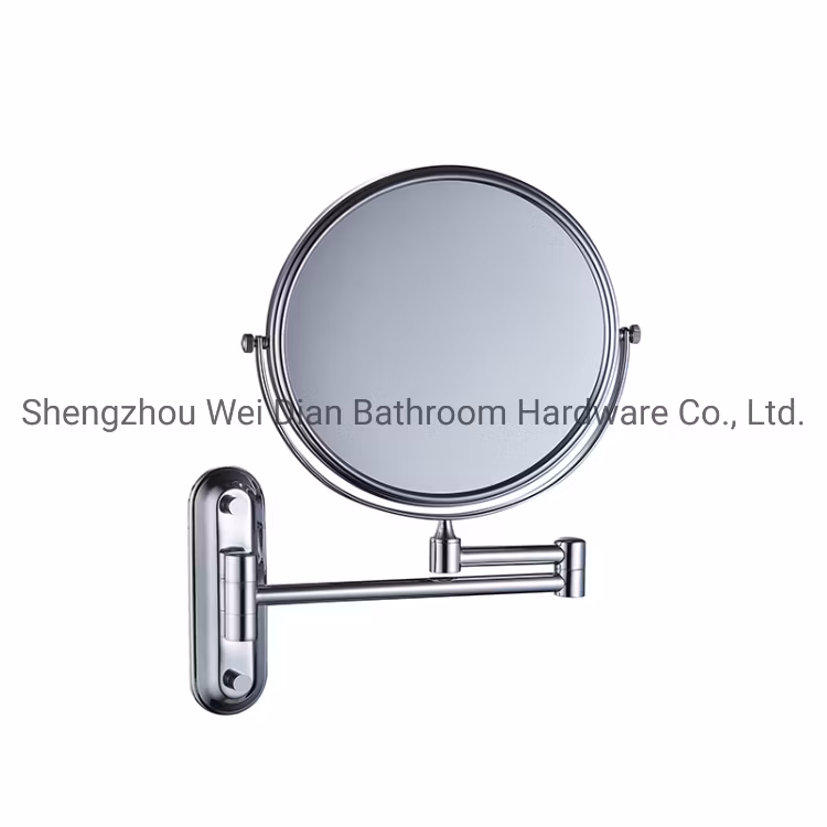 Extendable Wall Mounted 3X Magnifying Mirror Chrome Frame Foldable Hotel Mirror Bathroom Round Makeup Mirror