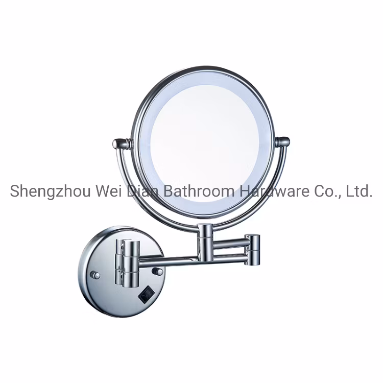 Extendable Wall Mounted 3X Magnifying Mirror Chrome Frame Foldable Hotel Mirror Bathroom Round Makeup Mirror