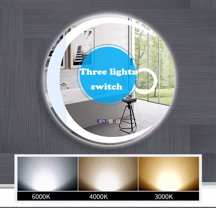 Simple Design Hotel Golden Circular Round Bathroom Wall Mounted Smart Mirror