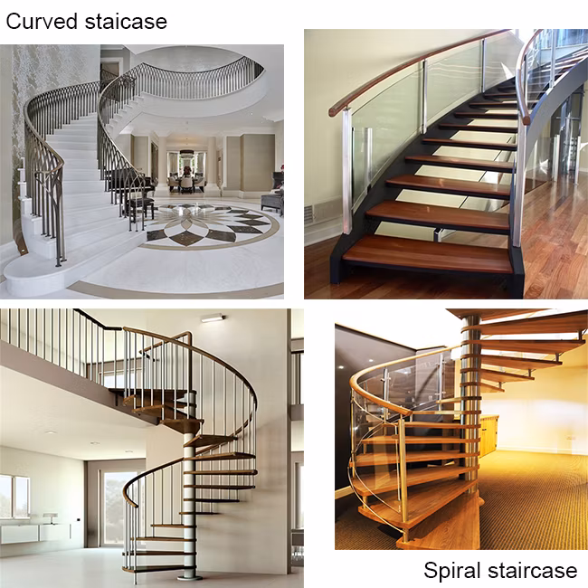 2024 Professional Designs Curved Glass Spiral Staircase Design / Villa Indoor Spiral Stairs Glass Tread