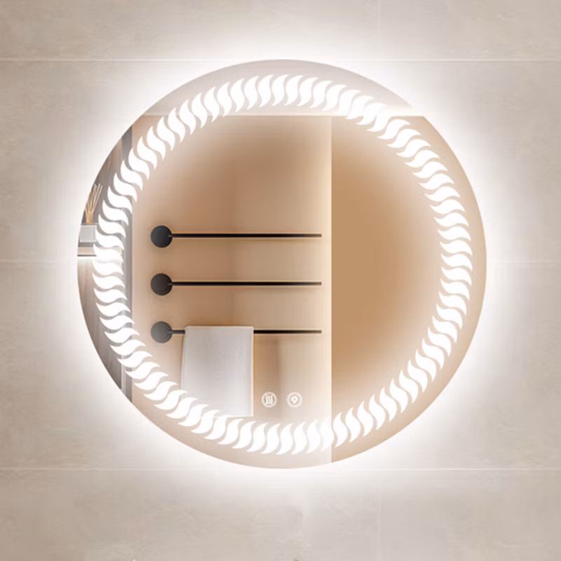 LED Smart Bathroom Mirror Cabinet Solid Wood Bathroom Toilet Wall Hanging Mirror