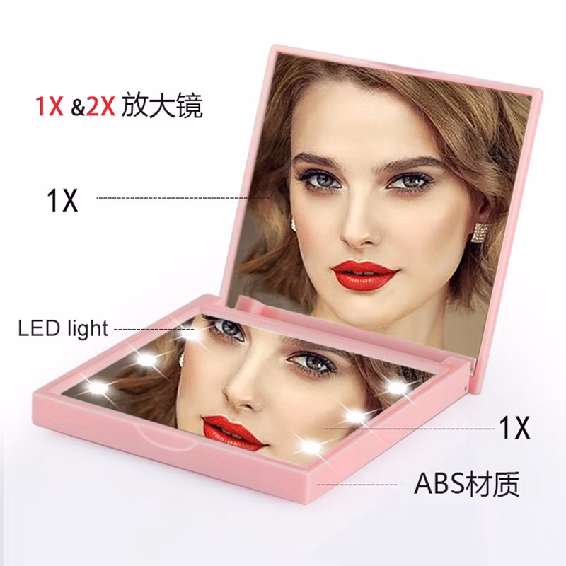 Mini Cute Black LED Light Portable Hand Held Cosmetic Makeup Mirror