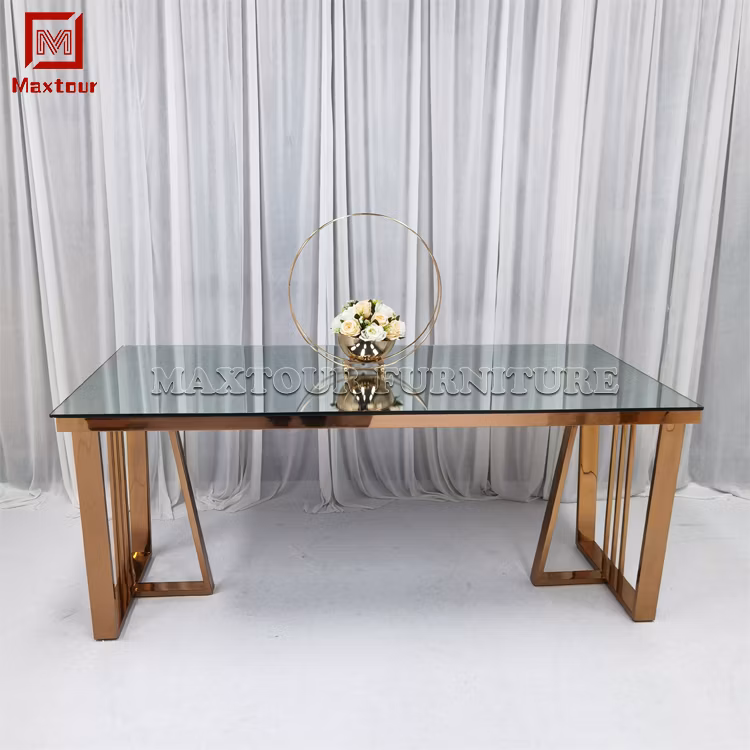 Luxury Dining Furniture Marble or Glass Top Rose Gold Dining Table Modern
