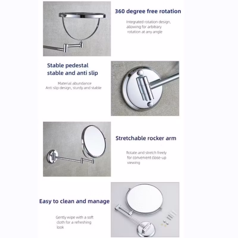 Stainless Steel Bathroom Swivel Magnifying Shaving Mirror