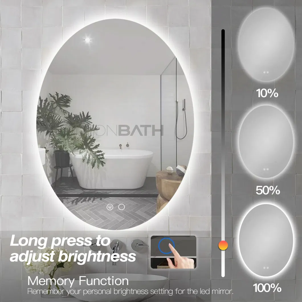 Ortonbath Oval Ortonbath Rectangle Frameless Touch Control IP67 Diammable LED Bathroom Mirror